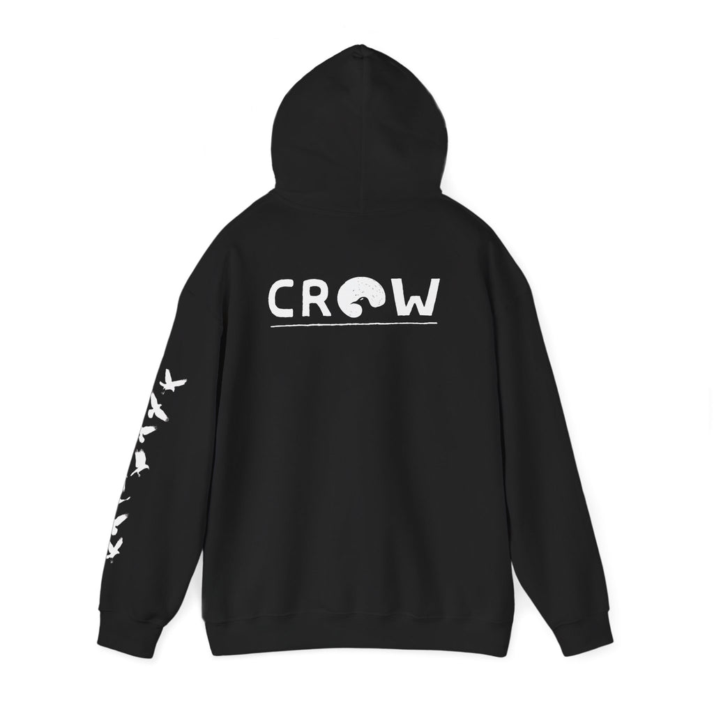 Crow Logo Hoodie — Black Streetwear Pullover