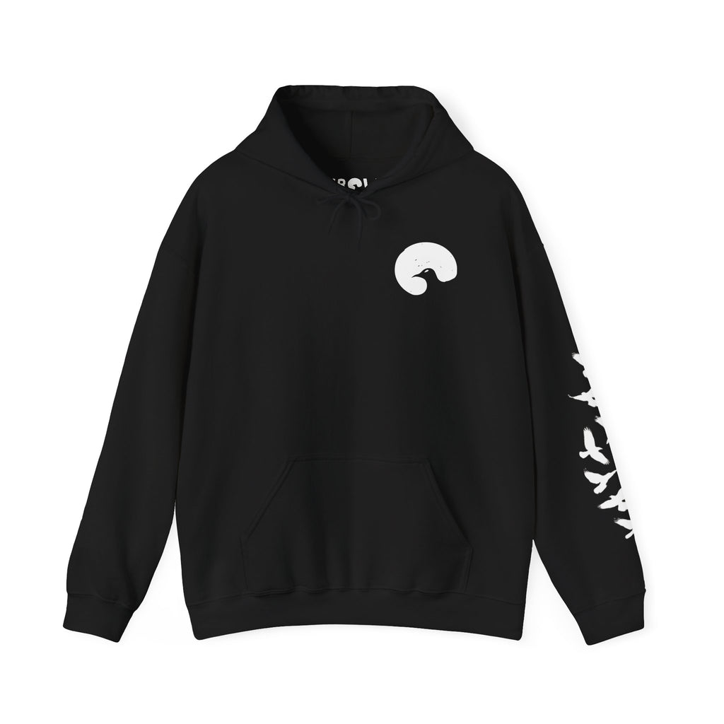 Crow Logo Hoodie — Black Streetwear Pullover